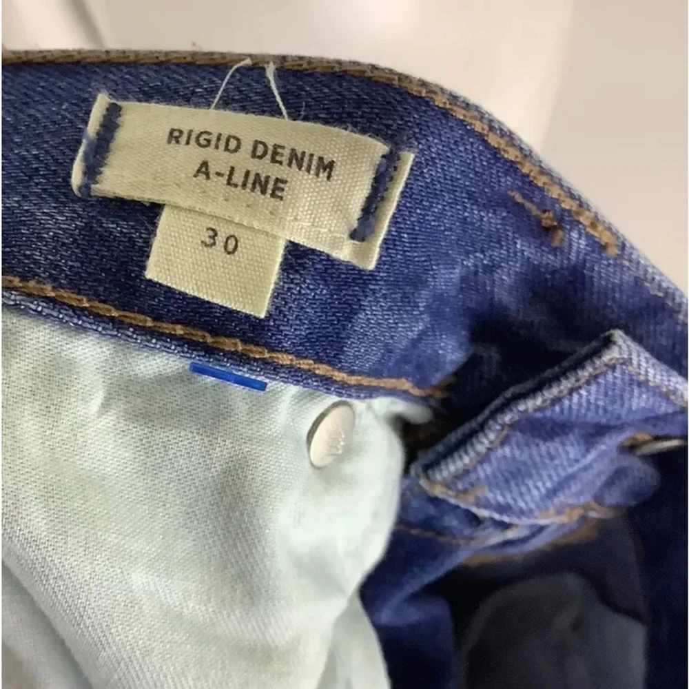 NWT Madewell Sz 30 Rigid Denim A-Line Mini Skirt Blue 100% Cotton Fringe Hem